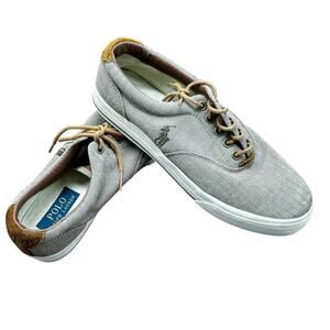 Polo Ralph Lauren Vaughn Sneaker Tan Herringbone Canvas Men's Size 8